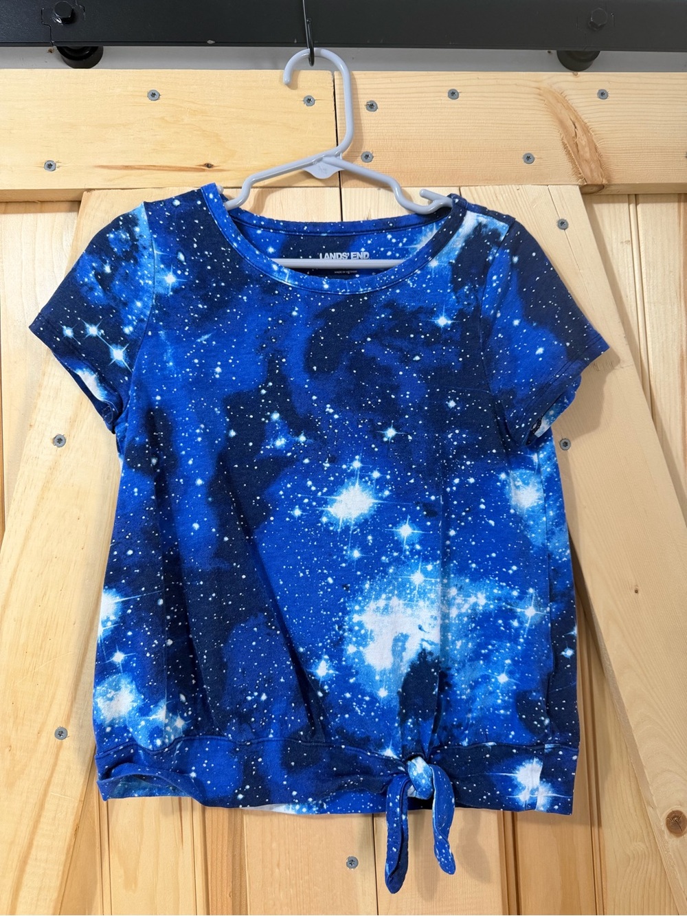 Lands' End Girls' Blue Galaxy Tie-Front Tee